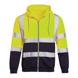 Chaqueta de Trabajo con Capucha y Cremallera de Alta Visibilidad, Naranja y Negro, con Tiras Reflectantes, Uniforme de Seguridad - Product Image 6
