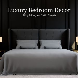 ชุดผ้าปูที่นอนไมโครไฟเบอร์ขนาดควีนไซส์ พร้อมปลอกหมอน 4 ชิ้น ผ้าปูที่นอนแบบปัดเงา ป้องกันการหดตัวและสีซีดจาง ดูแลรักษาง่าย สีเทา - Product Image 4