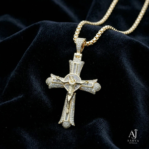 Gold Plated 925 <b>Silver</b> Moissanite <b>Cross</b> Pendant Iced Out Jesus Charm Vintage Faith Jewelry for <b>Men</b> - Product Image 5