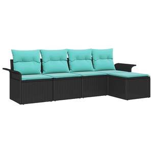 Ensemble de canapés de jardin en polyrotin noir, 5 pièces, avec rangement, meubles d'extérieur confortables et élégants - Product Image 2