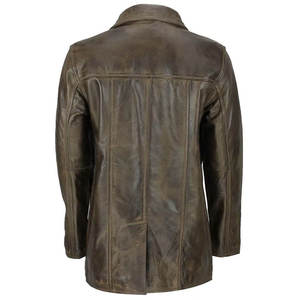 Abrigo Largo de Cuero Elegante para Hombre, Gabardina de Invierno Resistente al Viento, Cuero Genuino de Primera Calidad, Venta al Por Mayor, Personalizable - Product Image 4