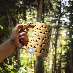 Rustic Handmade Wooden Beer <b>Mug</b> Eco Friendly Sustainable Carved Wood Cup for Beer Coffee Tea and Home Bar Decor - Product Image 4