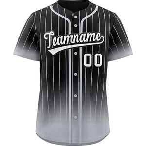 Camiseta de Béisbol Personalizada para Hombre, Manga Corta, Color Negro Sólido, Botones Dorados en la Parte Delantera, Transpirable, de Secado Rápido, Talla Grande, Prenda de Poliéster - Product Image 2