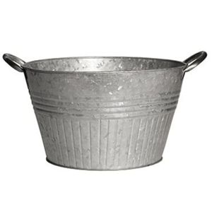 Galvanized Metal Ice Bucket Tub Large Beverage Wine Beer Cooler <b>Drink</b> Holder Oval Champagne Ice Bucket Chiller with Handles - Product Image 3