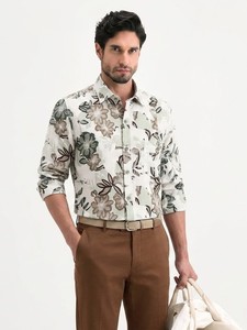 Men's High Quality Floral Printed Linen/Cotton Casual Shirt Turn-<b>Down</b> Collar Single Button Full Sleeve Woven Breathable Summer - Product Image 1