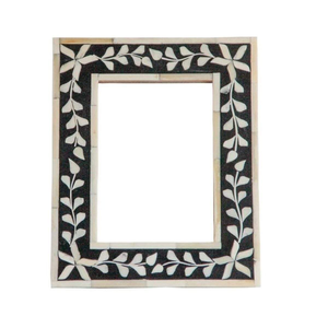 Miroir mural rectangulaire moderne à triple bordure en os noir incrusté, fait main, de luxe, pour décoration intérieure - Product Image 2