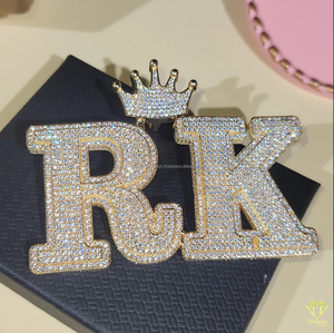 Collier pendentif lettre « TRE » en moissanite de luxe, bijoux hip hop en argent pour hommes et femmes - Product Image 4