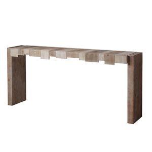 Consolle in Legno Lavorato Stile Rustico Moderno con Elegante Design a Blocchi Sfalsati - Product Image 6