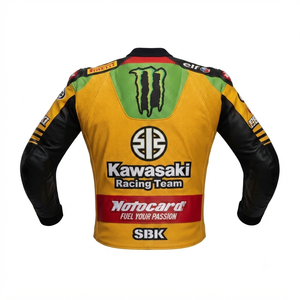 Men’s Rawasaki Cowhide Leather <b>Racing</b> <b>Jacket</b>/Chaqueta MotoCP Style CE Level 2 Armor Motorcycle Track Riding Protective Gear CE - Product Image 2