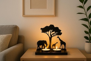 Safari Animal Tea Light Holder Set Steel Die Cut Silhouette Decor Home Decoration Heat Resistant candle set Set of 3 - Product Image 4