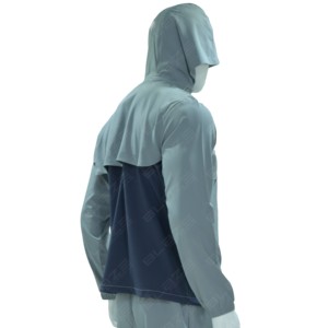 Veste de sudation pour hommes à manches longues avec capuche, haut de sport à col montant et fermeture éclair latérale asymétrique, coupe-vent - Product Image 4