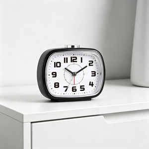 4 Inch Classic Square Silent Alarm <b>Clock</b> with Electroplated Details – Black Matte Finish | Ideal for Students, Bedroom & Gift Se - Product Image 2