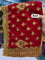 Sari en velours pur avec chemisier en soie Malai, broderie lourde, travail manuel, bordure fantaisie, tenue de fête traditionnelle, sari de mariée