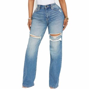 High Waist Wide Leg Denim <b>Jeans</b> <b>Women</b> Plus Size Loose Fit Stonewashed <b>Light</b> <b>Blue</b> Casual Pants Full Length Cotton Vintage Style - Product Image 4