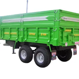 8 Tones Trailer Double Tandem Axle Rear Tipping Mechanic Brake Tipping Farm Tractor Made in Turkey