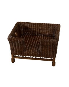 Cama Rectangular para Perro de Mimbre Marrón Oscuro, Sofá Cama de Ratán Tejido para Mascotas con Cojín, Muebles Duraderos para Interiores y Exteriores - Product Image 5