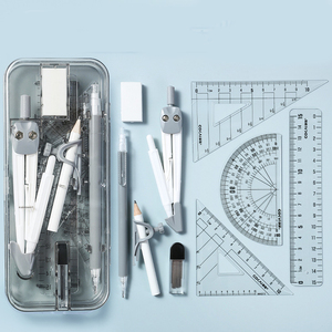 Thước và la bàn học tập thiết lập cho học sinh tiểu học kim loại + nhựa thời trang Toán Học Công cụ vẽ bán buôn - Product Image 3