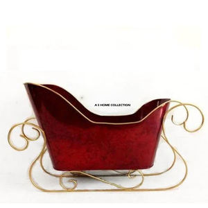 Trineo Navideño de Lujo con Diseño Exclusivo, Decoración Rústica de la Más Alta Calidad, Caja en Color Dorado y Rojo, Santa Claus, Venta al por Mayor - Product Image 1