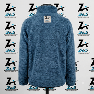 Men's Blue <b>Fleece</b> Sherpa <b>Jackets</b> Stand Collar Zipper Closure Casual Winter Outerwear Sherpa <b>Lining</b> Men's Sherpa <b>Jackets</b> - Product Image 2