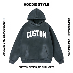 Sweat à capuche unisexe surdimensionné de haute qualité, 100% coton, lourd, logo personnalisé brodé, ODM - Product Image 2