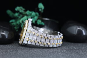 Reloj de Lujo Octogonal de Dos Tonos con Incrustaciones de Moissanita para Hombre |   Reloj de Cuarzo con Diamantes de Imitación Estilo Hip Hop de Acero Inoxidable al por Mayor - Product Image 4