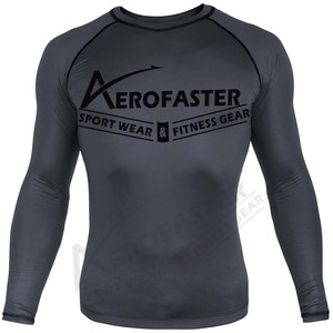 Camiseta de Compresión Transpirable de Tela Tejida Unisex Aerofaster, Cuello Redondo, Corte Ajustado, Secado Rápido, Uso Diario Informal, Gris Oscuro - Product Image 1