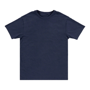 Camiseta de Manga Corta con Cuello Redondo Azul Marino para Hombre, Corte Regular, Color Sólido, Informal, de Algodón - Product Image 1