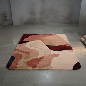 Tapis contemporain abstrait, tapis moderne tufté à la main, tapis design à motifs organiques, salon, chambre à coucher, décoration de sol de luxe pour la maison - Product Image 5
