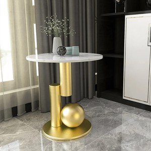 LINEA MODERN HANDMADE <b>GOLD</b> IRON MARBLE T MODERN <b>SIDE</b> <b>TABLE</b> <b>GOLD</b> FINISH <b>TABLE</b> LIVING ROOM FOR LIVING AND DINING ROOM - Product Image 5