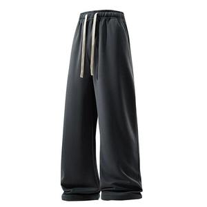 <b>Men's</b> Black Wide Leg Casual Pants <b>Elastic</b> <b>Waist</b> Drawstring Lightweight Breathable Summer <b>Trousers</b> - Product Image 5