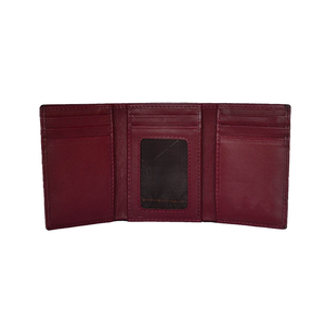 High Quality Men's Burgundy Color Genuine Leather Slim <b>Wallet</b> Fold Closure Minimalist Design Black Short Daily Use RFID <b>Wallets</b> - Product Image 1