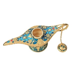 Lámpara Mágica Árabe, Pieza Decorativa |   Decoración de Mesa Estilo Aladdín en Dorado y Azul para el Hogar, Sala de Estar, Oficina y Regalo - Product Image 2