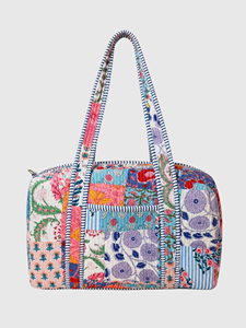 Bolsa Textil con Paneles Florales Estilo Bohemio, Asa Suave, Multifuncional, para Cosméticos - Product Image 3