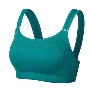 Soutiens-gorge de sport noirs pour femmes grandes tailles, avec logo personnalisé, sans armatures, bretelles réglables, maintien élevé, respirants - Spandex/Nylon - Product Image 3