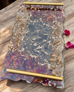 Rectangular <b>Resin</b> Luxury Tray Contemporary <b>Resin</b> Decorative Tray High-End <b>Resin</b> Home Serving Tray Artistic <b>Epoxy</b> <b>Resin</b> <b>Table</b> - Product Image 4