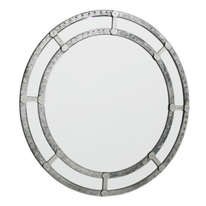 Modern Round Double Ring Wall <b>Mirror</b> with Antique Silver Segmented Frame|Decorative Circular Accent <b>Mirror</b> for Living Room Decor - Product Image 2