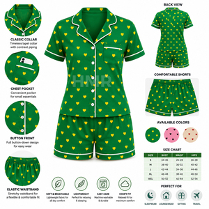 Pyjama en satin soyeux HMR Sisterhood Sorority, haut à manches courtes et short, ensemble de pyjama avec short à cordon de serrage - Product Image 6