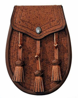 Ceinture en cuir Sporran écossaise originale avec chaîne (Noir, Badge de gêche Sporran, Trois pompons) NL-SLB-001 Marque personnalisée