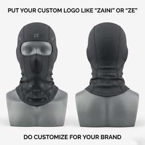 Balaclava en tricot côtelé 100 % acrylique de qualité supérieure, 380 GSM, noir, avec logo personnalisé brodé en jacquard, masque de ski d'hiver, balaclava pour le cou - Product Image 3