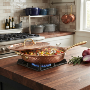 Sartén de Cobre Martillado Hecha a Mano con Mango de Latón, Utensilio de Cocina, Fabricante y Proveedor OEM ODM - Product Image 4
