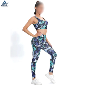 Conjunto de Yoga Estampado Personalizado para Mujer, Bra Deportivo con Diseño de Calavera y Leggings de Cintura Alta, Ropa Deportiva Transpirable para Gimnasio - Product Image 3