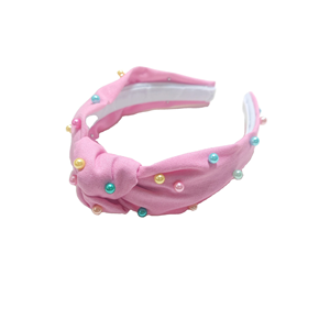 Serre-tête en lin de printemps avec perles, serre-tête en lin personnalisé brodé de sequins pour accessoires capillaires pour enfants - Product Image 3
