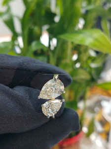 Anillo de Diamantes Toi Et Moi con Corte de Pera de Lujo en Oro Blanco, Elegante Joyería de Compromiso con Doble Piedra para Mujer, Diseño Personalizado Fino - Product Image 3