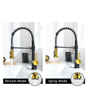 Commercial Single Handle Single Lever <b>Kitchen</b> Faucet Black and Nickel Gold with Pull Out Sprayer and <b>Sink</b> Feature - Product Image 5