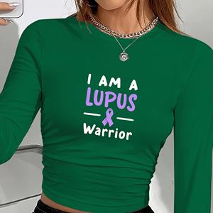 Camisa de manga larga de moda para mujer con diseño de cinta de Conciencia de Warrior Lupus - Product Image 2