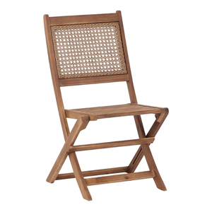 Juego de Muebles de Restaurante de Diseño Rústico con Estructura de Madera de Teca y Respaldo de Ratán para Muebles de Jardín - Product Image 4