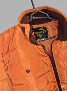 CHAMP KING Veste matelassée orange pour homme, col rabattable, fermeture éclair - Product Image 2