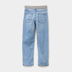 Jean en denim délavé bleu clair coupe droite tendance avec taille élastique, taille mi-haute, longueur complète, style décontracté pour garçons, fabriqué au Bangladesh - Product Image 3