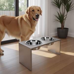 Soporte Elevado Premium para Comedero de Perro con Tazones de Acero Inoxidable y Estructura Metálica Resistente para la Alimentación Diaria de Mascotas - Product Image 1