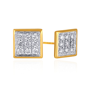 Pendientes de Diamantes Cuadrados Celest, Chapados en Oro de 18K para Mujer, Corte Brillante Redondo, Clásicos para Uso Diario - Product Image 2